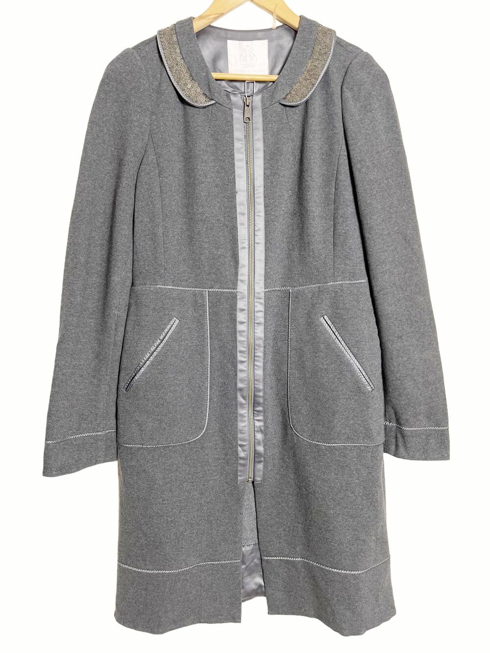 Rebecca Taylor Gray Sequin Zip Up Duster Jacket Dress Size 10